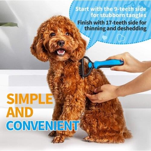 Dog Grooming Shedding Tools Pet Cat Hair Removal Comb Brush Double Dog Comb
