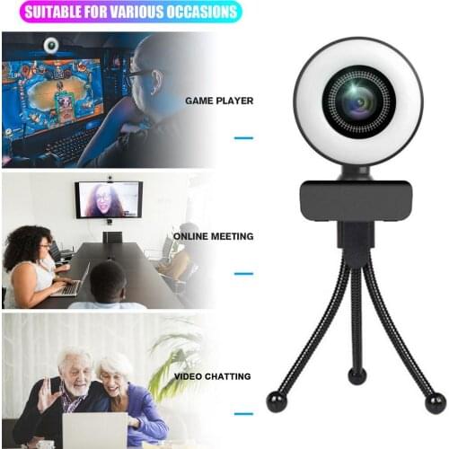 Fill Light Camera Multifunctional HD USB Webcam Fill Ring Ligh Tripod Stand Phone Holder Selfie Makeup Live Vlog Wide-angle