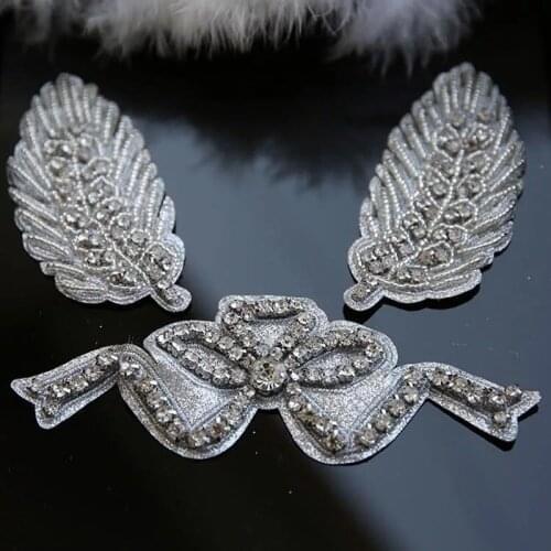 Embroidery feather Bead On Applique bowknot patch clothing accessories hand-stitched applique by DIY to spend stickers