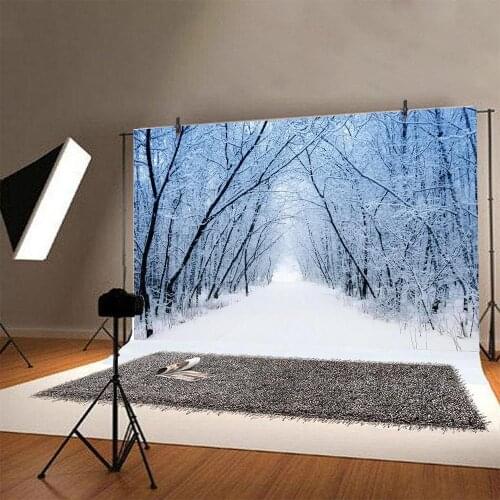 Winter Backdrops Snowing Forest Trees Pathway Photography Backgrounds Baby Portrait Photozone Photocall For Photo Studio