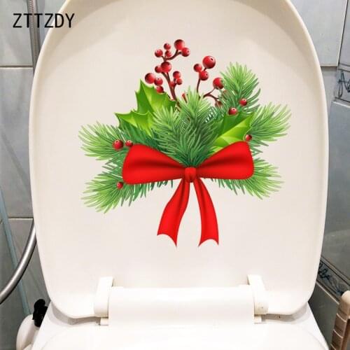 ZTTZDY 23.9×23.4CM Cartoon Bow Pine Branch Home Kids Room Decor Fashion Bathroom Toilet Decals Wall Stickers T6-0115