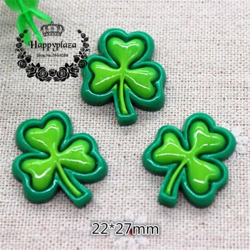 10pcs Resin Leaf Flatback Cabochon Happy St. Patricks Day Miniature Art Supply Decoration Charm Craft,22*27mm