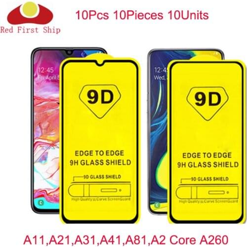 10Pcs 9D Tempered Glass For Samsung Galaxy A11 A21 A31 A41 A81 2020 screen Protector A2 Core A260 cover film Movie Full Glue