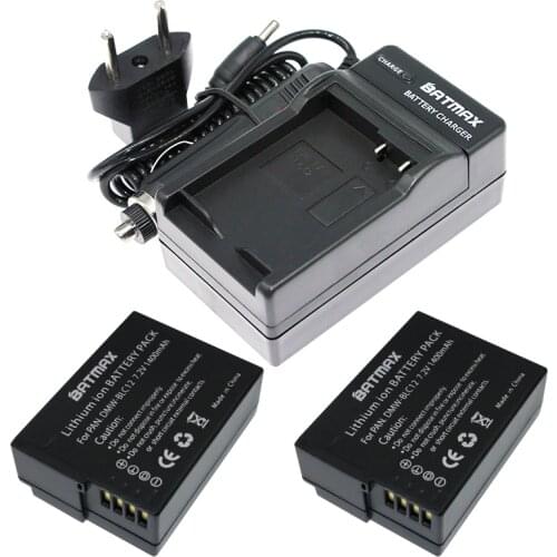 2(Pack) DMW-BLC12,BLC12E,BLC12PP,BLC12 Batteries+Charger for Panasonic Lumix FZ1000,FZ200,FZ300,G5,G6,G7,GH2,DMC-GX8