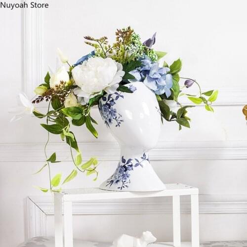 Abstract Human Face Vase Living Room Ceramic Vase Ornaments Modern Home Decoration Dried Flowers Flower Arrangement Accessories