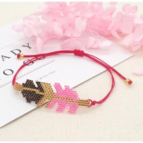 Go2boho Miyuki Beads Bracelet Pink Feather Bracelets for Women Friendship Romantic Jewelry Adjustable Pulsera Accessories