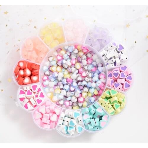 Approx 520Pcs Mixed Color Heart/Star Shape Polymer Clay Spacer Beads DIY Necklace Bracelet Earring Jewelry Findings Making Boxed