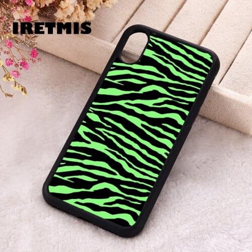 Iretmis 5 5S SE 2020 phone cover cases for iphone 6 6S 7 8 Plus X Xs XR 11 12 Mini Pro Max Silicone TPU Zebra Black and Green