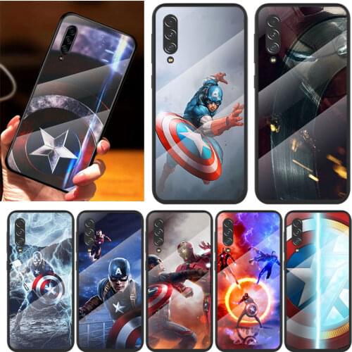 Art Logo Captain Marvel For Samsung Note 20 10 9 8 Ultra Lite Plus 5G A70 A50 A40 A30 A20 A10 Tempered Glass Phone Case
