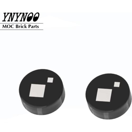 20Pcs/lot Tile Round 1x1 with Large and Small White Squares Print for Brickheadz Eye MOC 98138pr0060 Building Blocks Bricks Toys