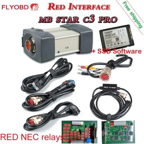Super Mb Star C3 Pro With 5 Cables Red Interface Star C3 diagnostic multiplexer with newest software HDD auto diagnostic tool