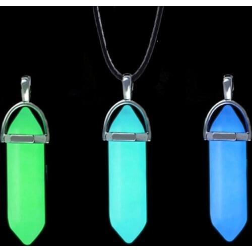 Halloween Noctilucent Glowing Necklace Bullet Hexagonal Column Luminous Necklace Night Fluorescence Glow In The Dark Necklace
