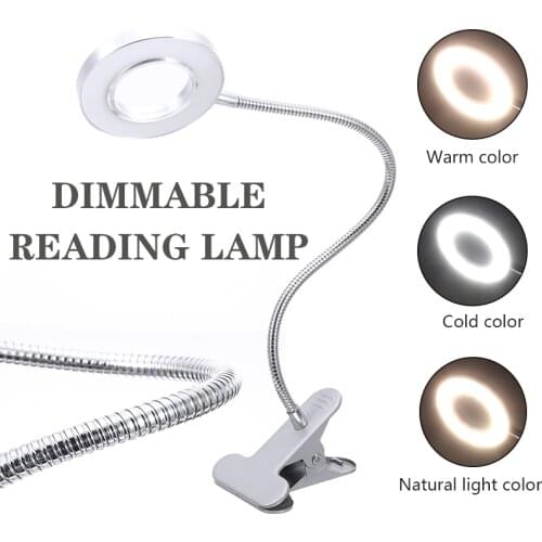 1Pcs Aluminum Dimmable Reading Lamp LED Flexible Clip-on USB Reading Lamp For Bedroom Learing Night Light