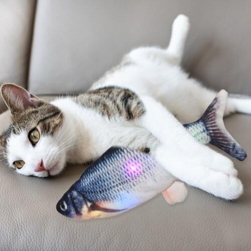 Simulation Dancing Moving Fish Electric Interactive Toy for Cat USB Charger Cat Chew Bite Toys Supplies Kitten Fish Flop Cat Wag