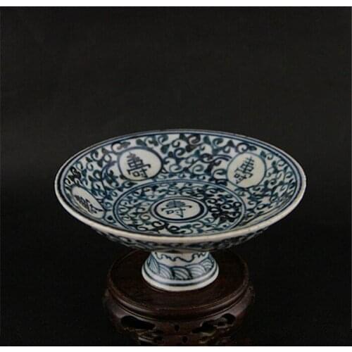 China Old antique Porcelain jingdezhen MING Blue & white Dish plate Compote w180