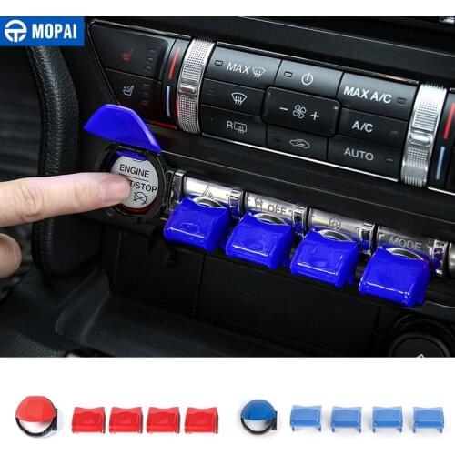 MOPAI Car Interior Engine Start Stop Key Switch+Navigation GPS Button Knob Decoration Cover Stickers for Ford Mustang 2015 Up