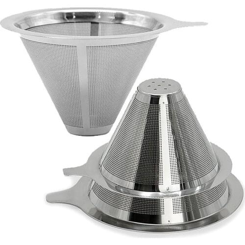 Reusable Coffee Filter Stainless Steel Holder Metal Mesh Funnel Baskets Drif Coffee Filters Dripper V60 Drip Coffee Filter Cup