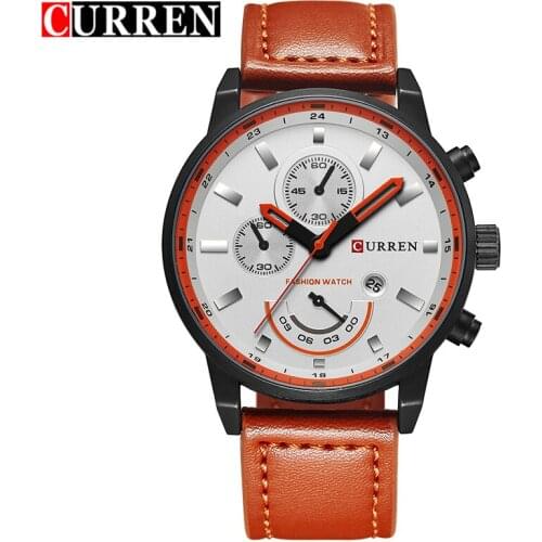 Men Watch CURREN Hot Sale Analog Sports Wristwatch Display Date Mens Quartz Watches Leather Strap Hodinky Relogio Masculino