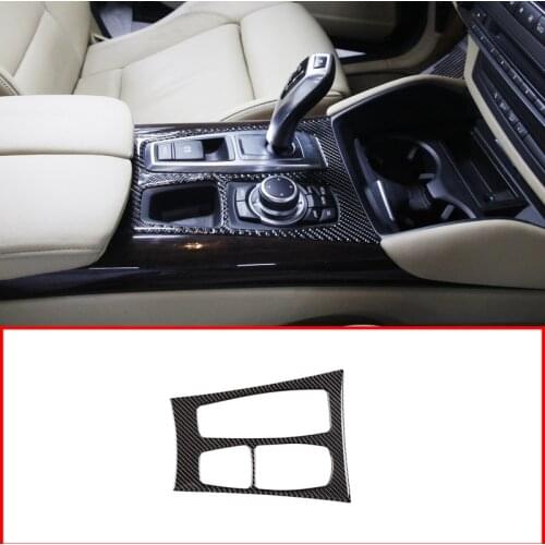 Soft Carbon Fiber For BMW X5 X6 E70 E71 2010 2011 2012 2013 LHD RHD Interior Gear Shift Frame Trim Stickers Accessories
