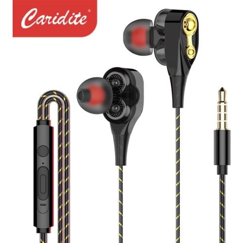 Caridite Powerful Bass Wired No Dela Headset with Noise Reduction HIFI Shocking Double Moving Circla For Game Sport Read