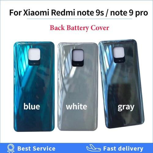 New for Xiaomi Redmi Note 9S Back Battery Cover Rear Door Housing Case Glass Panel Note9 Pro For Redmi note 9 pro Battery Cove