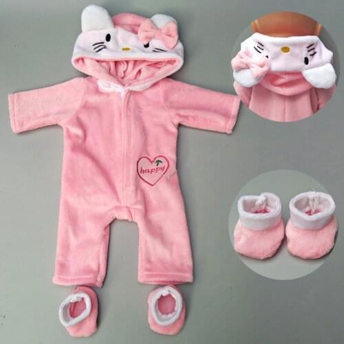 Doll clothes for 43cm Baby new born doll coat Pink cat outfit for 18 inch baby doll clothes hoodie suit with for toy wear