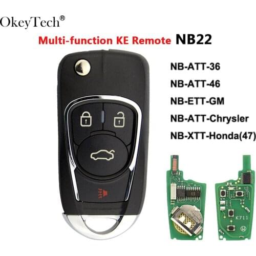 Okeytech 4 Buttons NB22 KD Remote Key ATT-36 ATT-46 ETT-for G-M XTT-for Honda ATT-for Chrysler Multi-Function in One NB Series
