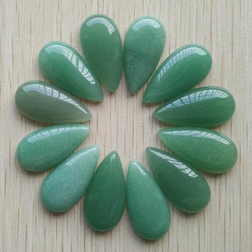 Wholesale 24pcs/Lot fashion good quality natural green aventurine drop shape cab cabochons beads 15x30mm for Jewelry making free