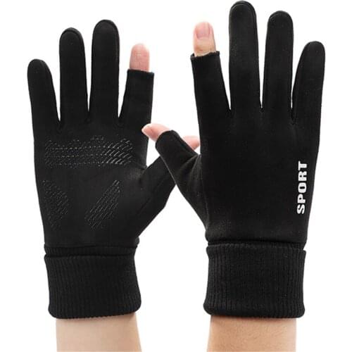 1 Pair Fly Ice Fishing Gloves Men Women Outdoor Fishing Anti-slip 2 Cut Finger Sports Fish Equipment Angling Warm Fisher Gloves