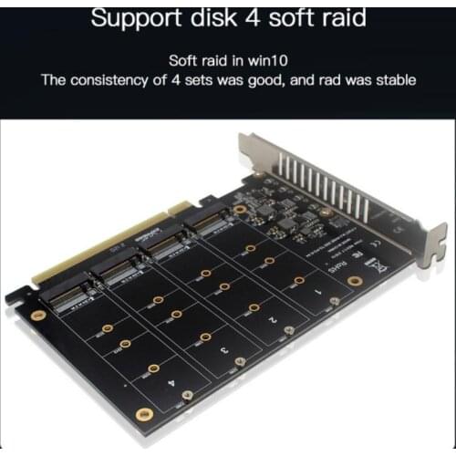 PCI-E X16 4-disk Expansion Card PCI-E Signal Split Array Card PH44 NVME 4 Disk Array Card Supports SSD/M.2 PCI-E Device Of M.2