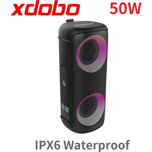 XDOBO 50W High-power Portable Bluetooth Speaker Colorful Lighting Wireless Audio Bass Waterproof Cylindrical Subwoofer Speaker