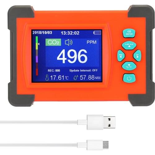 Portable CO2 Meter Detector Carbon Dioxide Monitor Tester with Storage Case Air Quality Analyzer