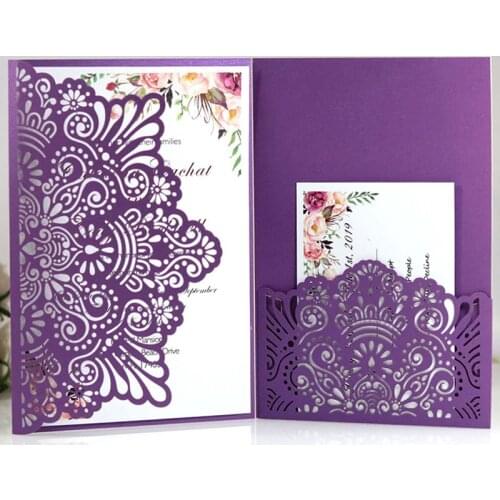 25Pcs Invitations For Christening Wedding Invitation With Pearl Paper Material Laser Cut Greeting Card Birthday Party Supplies