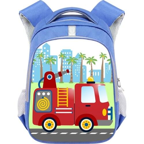 Cartoon Fire Truck Print Backpack Children School Bags Baby Schoolbags Kids Kindergarten Backpack Book Bag Boys Daypackgift