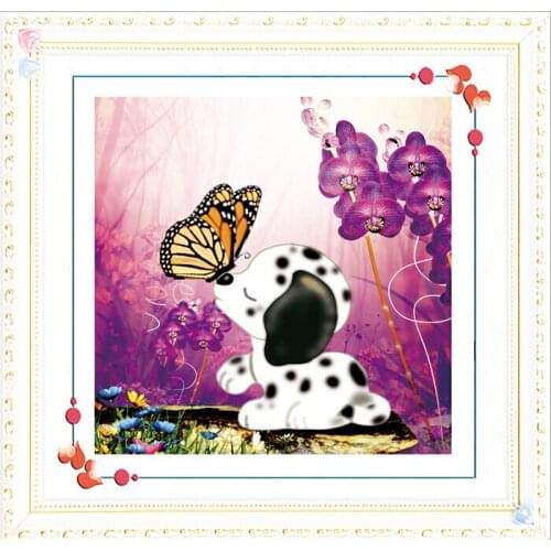 DIY 5D Embroidery Square/round Cross-stitch Painting Resins Animals Butterfly Dog Kiss Cartoon Children Room Decoration
