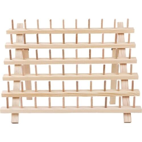 60 Axis Sewing Thread Spool Storage Box Yarn Holder Folding Frame Wooden Organizer Stand Knitting Home Embroidery Wall Mounted