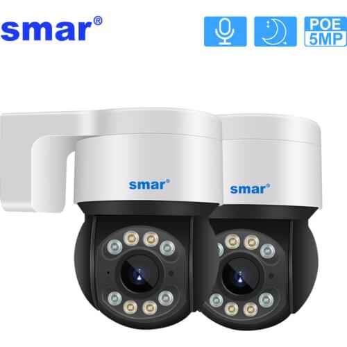 Smar 2PCS/LOT 1080P POE PTZ Camera Outdoor Two Way Audio AI Human Detect Full Color Night Vision H.265 4X Digital Zoom ICSEE