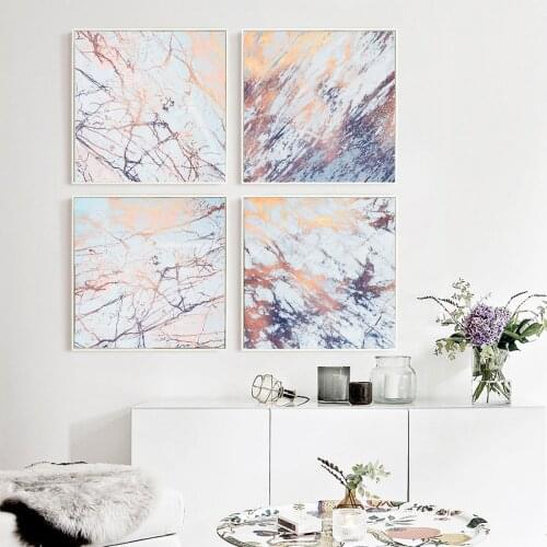 Light Pink Golden Marbling Texture Poster Canvas Print Painting Wall Art Living Room Home Decoration