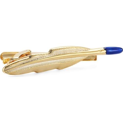 XKZM Gold New Jewelry gold Color Mans Jewelry High-Quality Feather Tie Clips Wedding Patty