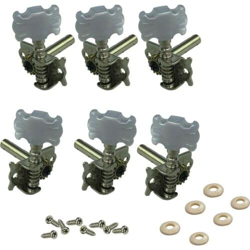 Guitar Parts B103 3 Left and 3 Right Economy Open-gear Ukulele Tuners Zinc Silver Alloy Machine Heads Chord Button Knobs