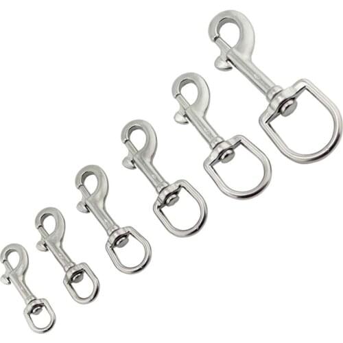 316 Stainless Steel Scuba Diving Clips, 66/73/84/92/100/127mm Swivel Eye Snap Hook Dive Single Ended Swivel Eye Bolt Hook Buckle