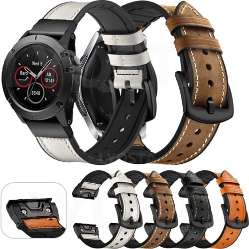 26 22mm Smart Watch Band Straps For Garmin Fenix 6S 6 6XPro 5X 5 5S Plus 3 3HR 935 945 D2 Quick Release Strap Leather Bracelet