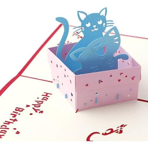 3D Up Greeting Card Handmade Happy Birthday Merry Christmas Card F1CC