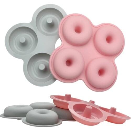 4 Cavity Silicone Donut Mold Durable Safe Doughnut Mold Creative Cake Silicone Mold Non-Stick Candy Doughnut Biscuit Moulds