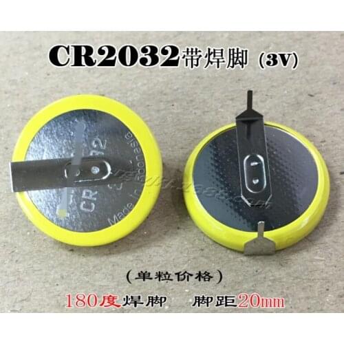 4PCS JAPAN CR2032 3V Button Battery H type horizontal with 2 Soldering Pins CR 2032 lithium batteries cell