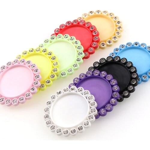 50pcs 30mm inner 20mm Mix Color Round Resin Flatback Base Setting Rhinestone Cabochon Base Frame Setting Accessory