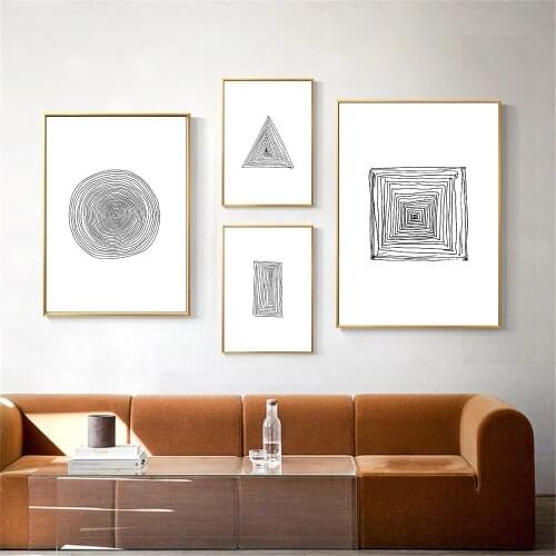 Abstract Circle Canvas Print Minimalist Line Drawing Poster Painting Geometry Wall Art Pictures Modern Living Room Home Decor