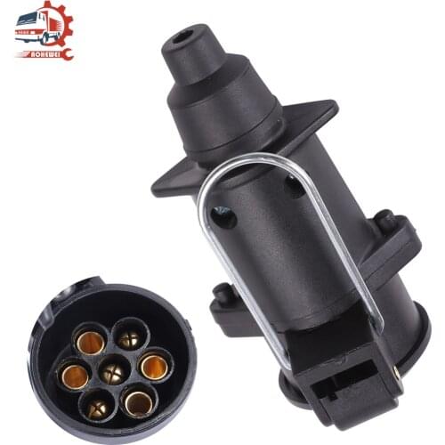 AOHEWEI Trailer Connector 7 Pin Plug Plastic Couplings Socket N Type Metal Hook Towbar Cable Adaptor for Truck Lorry Caravan