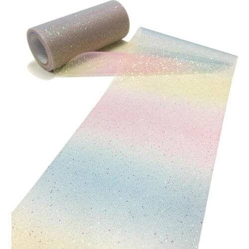 15CM*10Y Spool Rainbow Yarn Glitter Tulle Wedding Decoration Organza Flashing DIY Crafts Birthday Party Xmas New Year Supplies