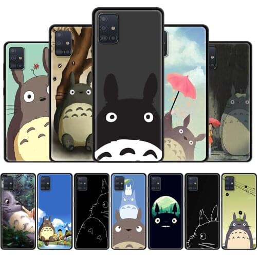 For Samsung Galaxy A51 A71 A21s A31 A12 A41 M31 M51 Phone Case A52 A32 A11 M30s A42 A01 Black Soft Cover Studio Ghibli Totoro